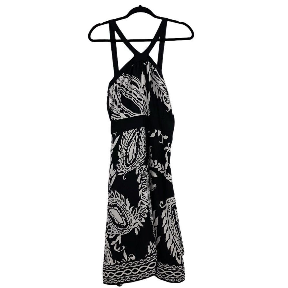 WHBM Strappy Whimsigoth  Halter Bandana Party‎ Dress Sz M Black Paisley Party